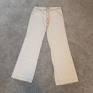 Women’s Blue Asphalt Linen pants - tan flare wide leg size small S